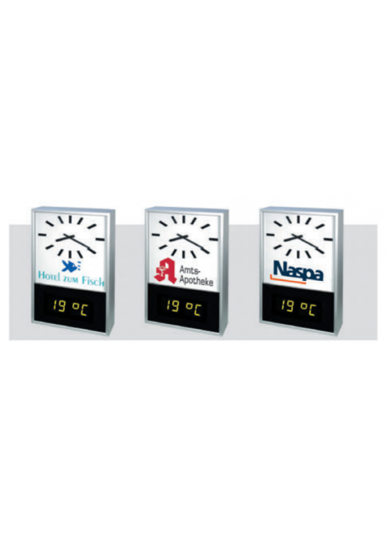 Outdoor clock with advertising space